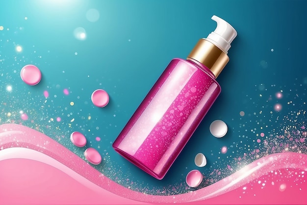 cosmetic product poster bottle package design with moisturizer cream or liquid