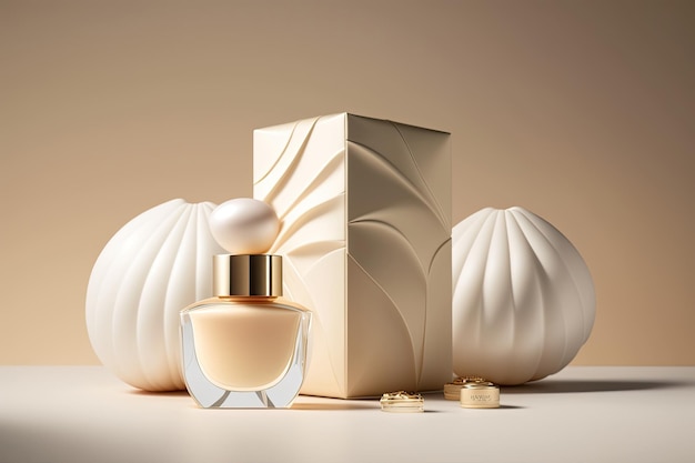 Cosmetic products Bank for cream perfume illustrations Generative AI