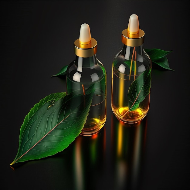 Cosmetic serum in a glass bottles Ai generative