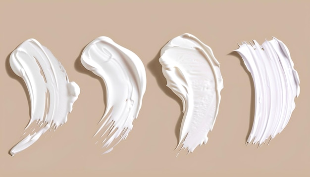 Photo cosmetic smears of creamy texture on a beige background