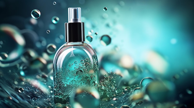 Cosmetic tubes 3d ad template aqua water splash drop realistic illustration