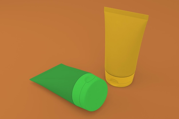 Cosmetic Tubes Right Side In Orange Background