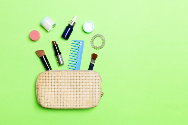 cosmetics bag with make up beauty products