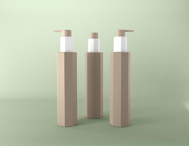 Cosmetics Bottles 3D Rendered illustration