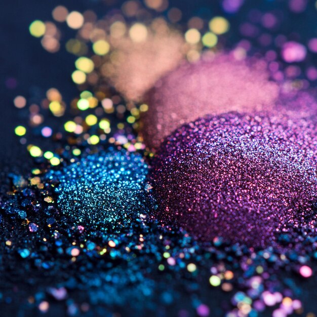 Photo cosmetics glitter and makeup shadows selective focus