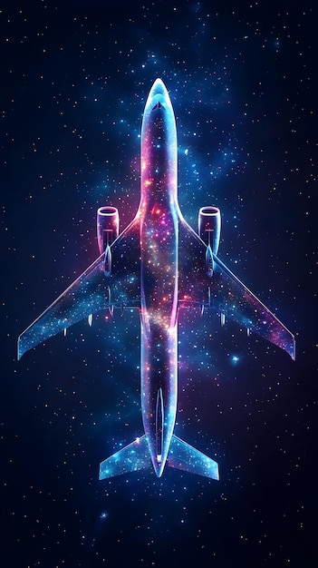 Photo cosmic airliner abstract illustration of airplane in space