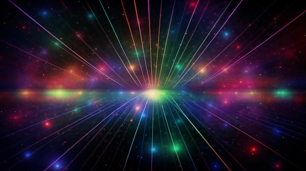 cosmic background with colorful laser lights