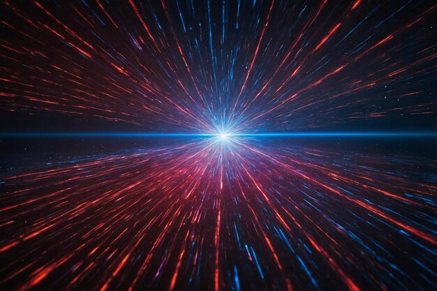 Cosmic background with colorful red and blue laser lights