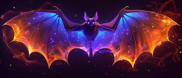 Cosmic Bat with Bioluminescent Wings