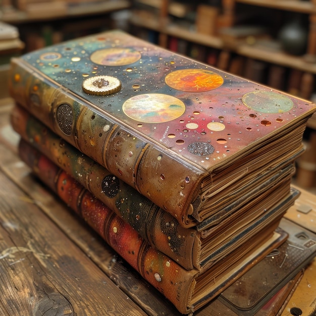 Cosmic book binding workshop artisanal crafts in orbit