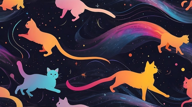 Cosmic Cat Silhouettes in a Starry Galaxy