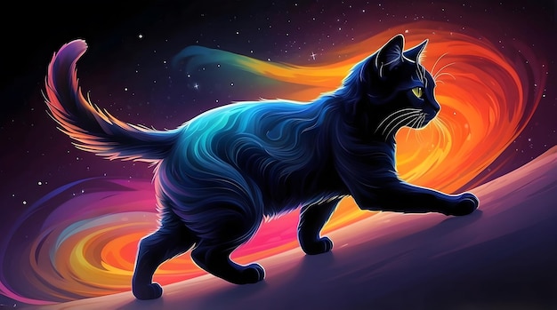 Cosmic Cat in a Whirlwind of Colors