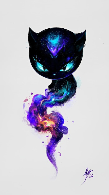 Photo cosmic cat with a galaxy tail