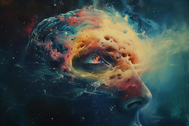 Cosmic creativity abstract artistic human portrait