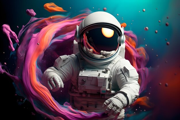 Cosmic Explorer Astronaut Amidst Nebulous Dreams