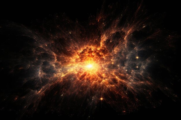 Cosmic explosion forming galaxies and stars Brightness and darkness intertwined generative IA