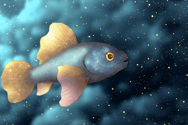 Photo cosmic fish swims through a galaxy of stars