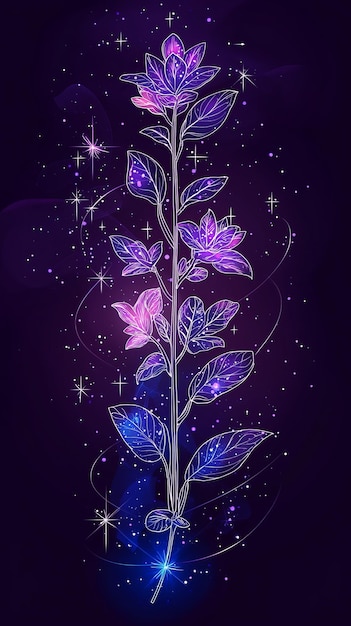 Photo cosmic flower with starry glow