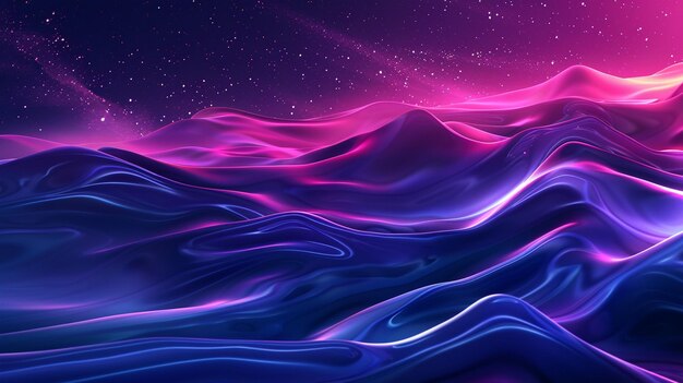 Cosmic Gradient Background with Mountain Range Illustration