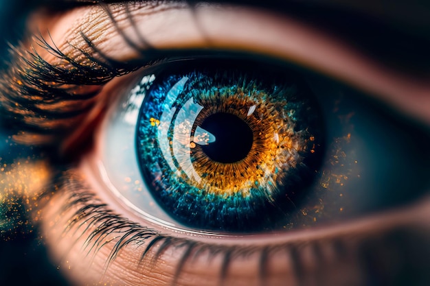 Cosmic human eyes in close range Generative AI