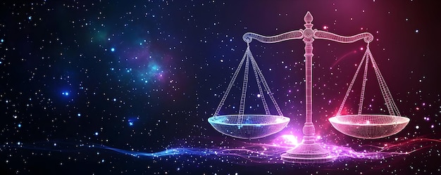 Photo cosmic justice scales illustration balance in the universe