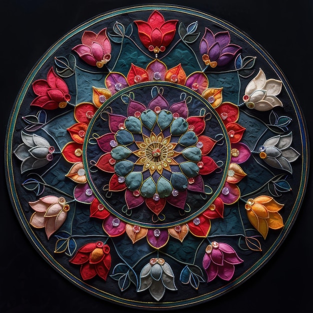 Cosmic sand mandala creation impermanent art in orbit