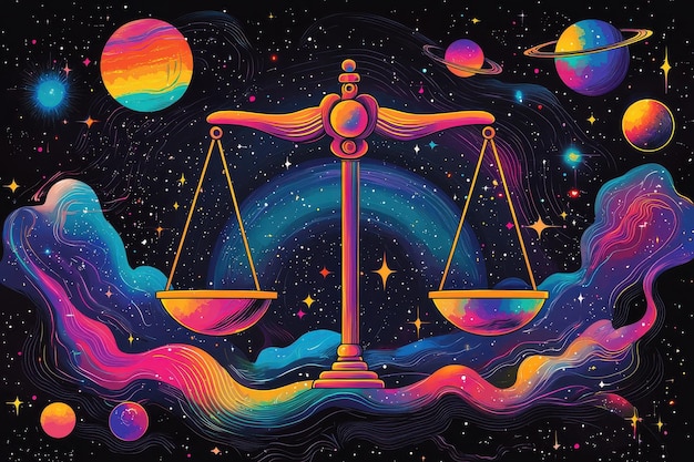 Cosmic scales of justice in surreal colorful universe