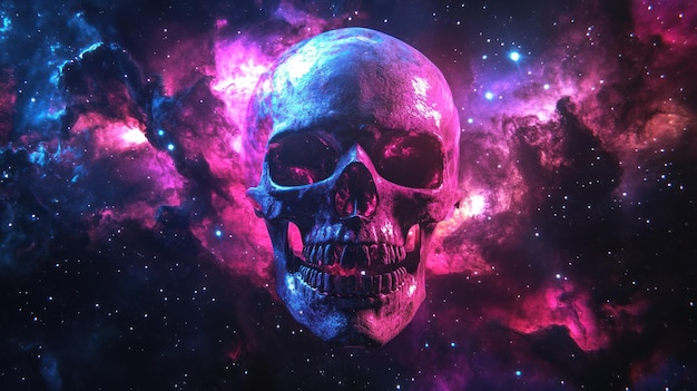 Photo cosmic skull in nebula