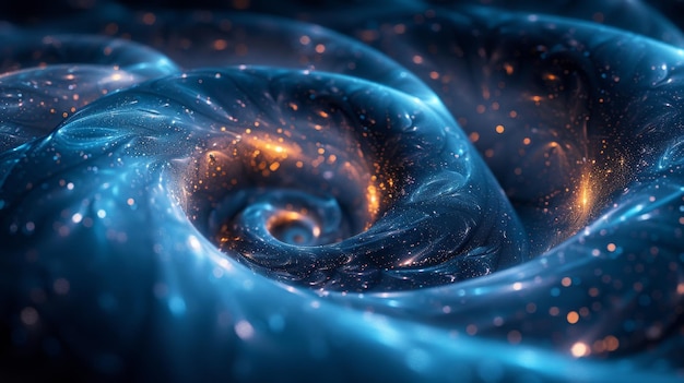 Cosmic Swirl in Deep Blue Space with Stars and Nebulae