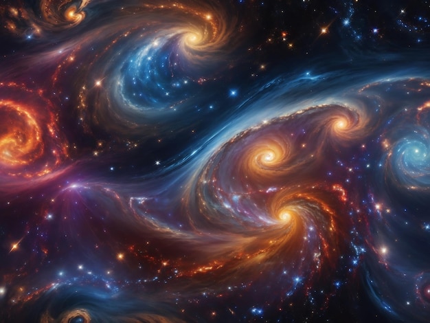 Cosmic swirls of galaxies and stars creating a mesmerizing celestial landscape