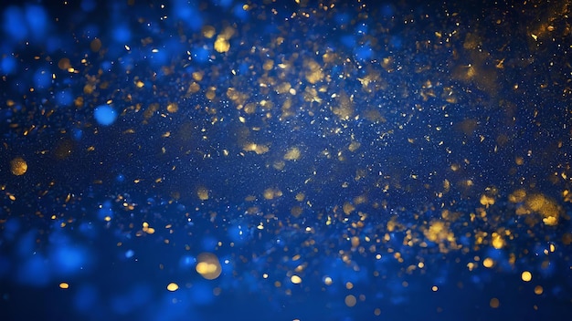 A Cosmic Tapestry Gold and Blue Particles Dance in a Festive Display