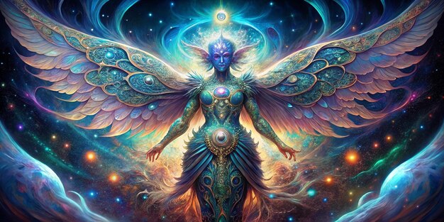 In a cosmic whirl of pastel hues and starlit shimmer an ethereal creature known as the Astral