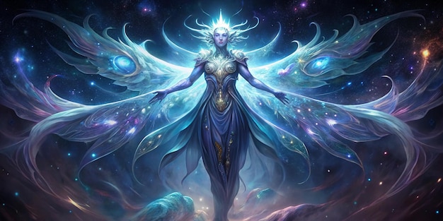 Photo in a cosmic whirl of pastel hues and starlit shimmer an ethereal creature known as the astral