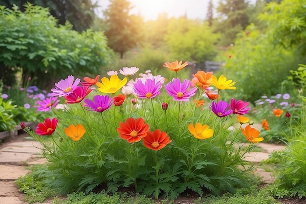 Cosmos colorful flower in the beautiful garden