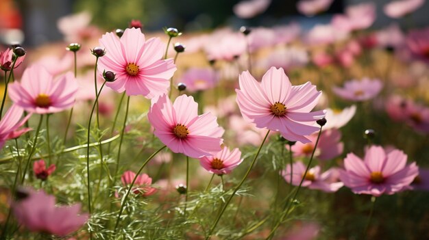 Cosmos flower blossom garden images Generative AI