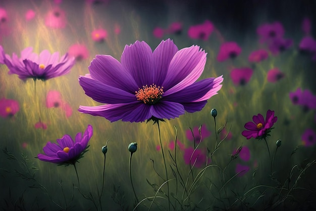 Cosmos flower field