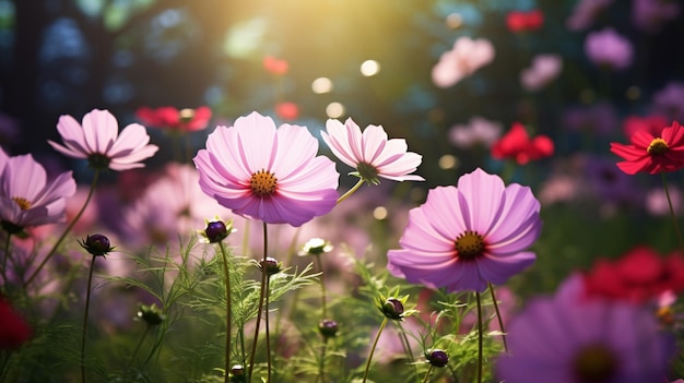 Cosmos wonderful flower garden images Generative AI