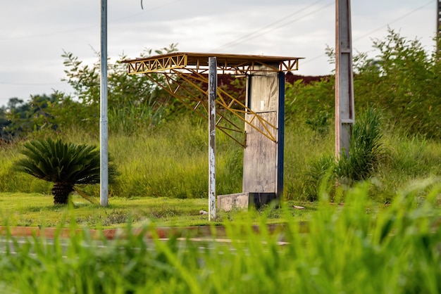 Costa Rica Mato Grosso do Sul Brazil  12 18 2022 Small and simple bus stop around vegetation