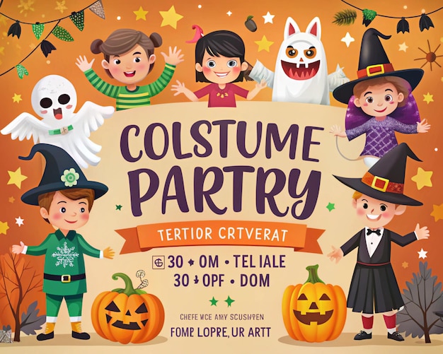 Photo costume party poster celebration card