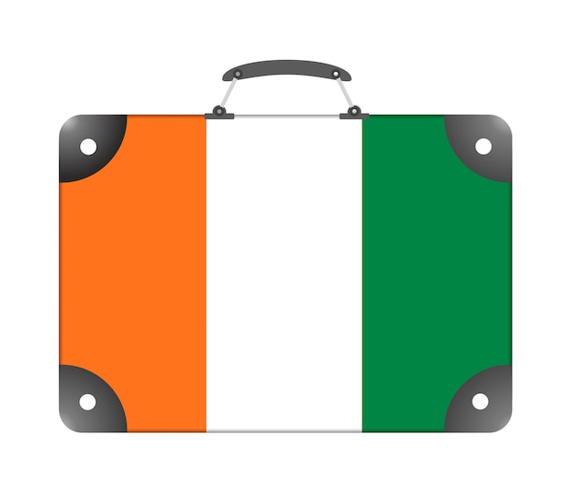 Cote d'Ivoire country flag in the form of a travel suitcase on a white background - illustration