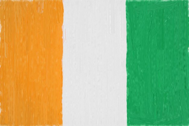 Photo cote d'ivoire - ivory coast painted flag. patriotic drawing on paper background. national flag of cote d'ivoire - ivory coast