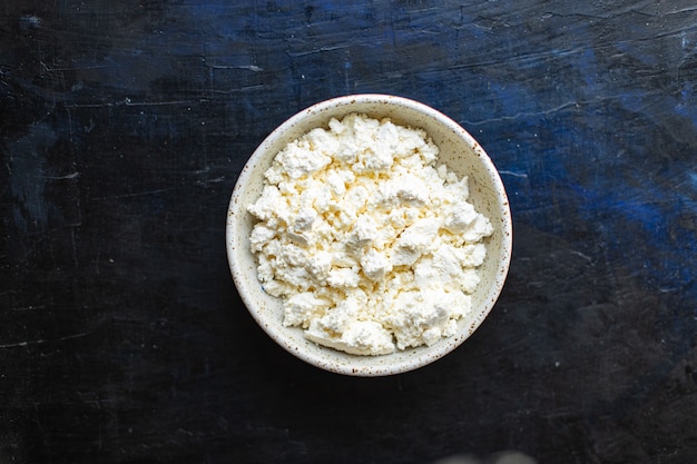 cottage cheese fresh healthy food breakfast cow or goat sheeps milk on the table healthy food