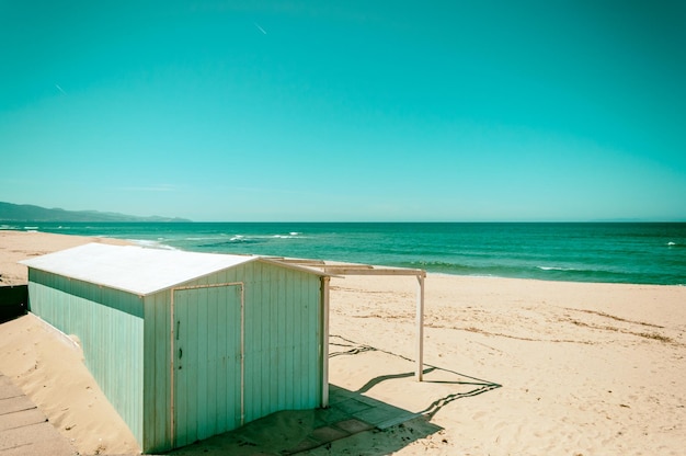 Cottage closed on a deserted beach