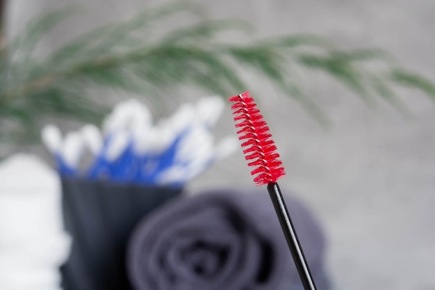 Cotton buds blue color close-up, macro photo, care products for women, the concept of skin