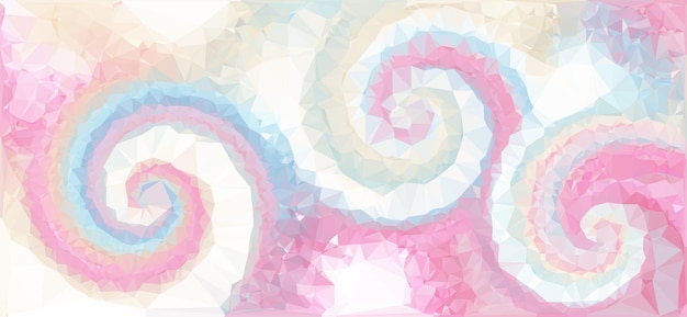 Cotton candy colors spirals polygons background