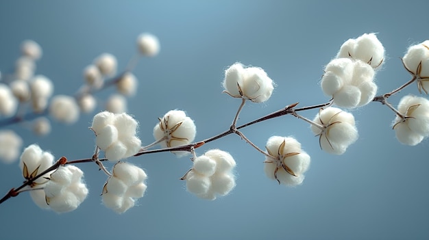 Photo cotton field at sunset beautiful natural background with cotton flowers