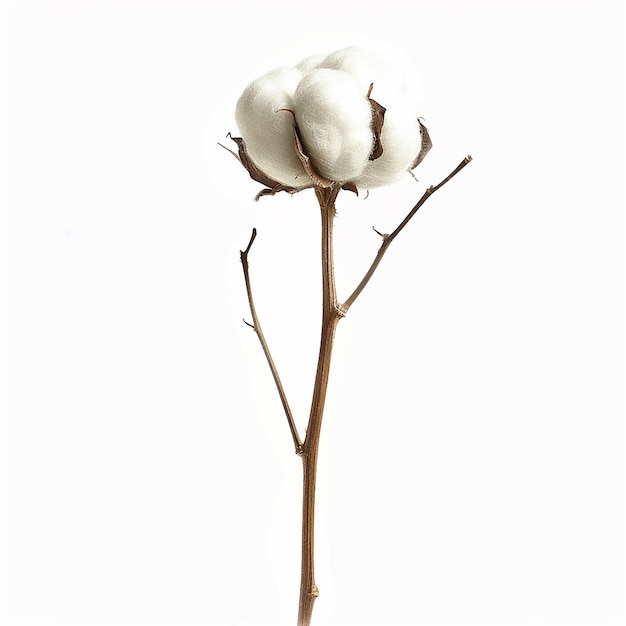 Photo a cotton flower high definition photography of the highest quality white background volumetric li