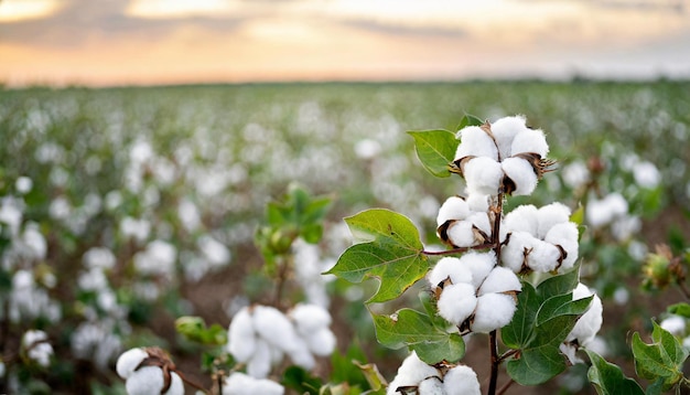 cotton harvest scene with white bolls on the plant epitomizing agricultural abundance and sustainab