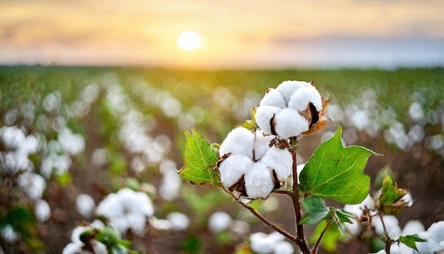 cotton harvest scene with white bolls on the plant epitomizing agricultural abundance and sustainab