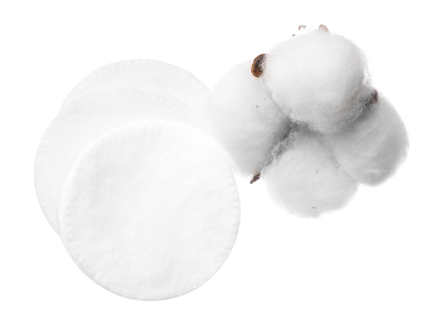 Cotton pads for skin isolated on white background close up